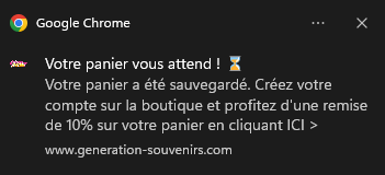 Exemple de Push notification Marketing automation e-commerce