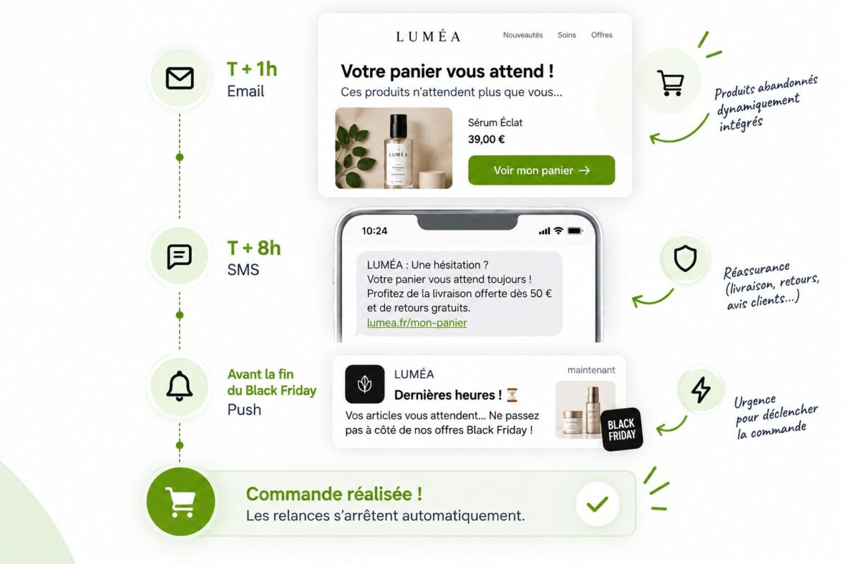 Visuel optimisation scénarios automatisés article Black Friday e-commerce 2026